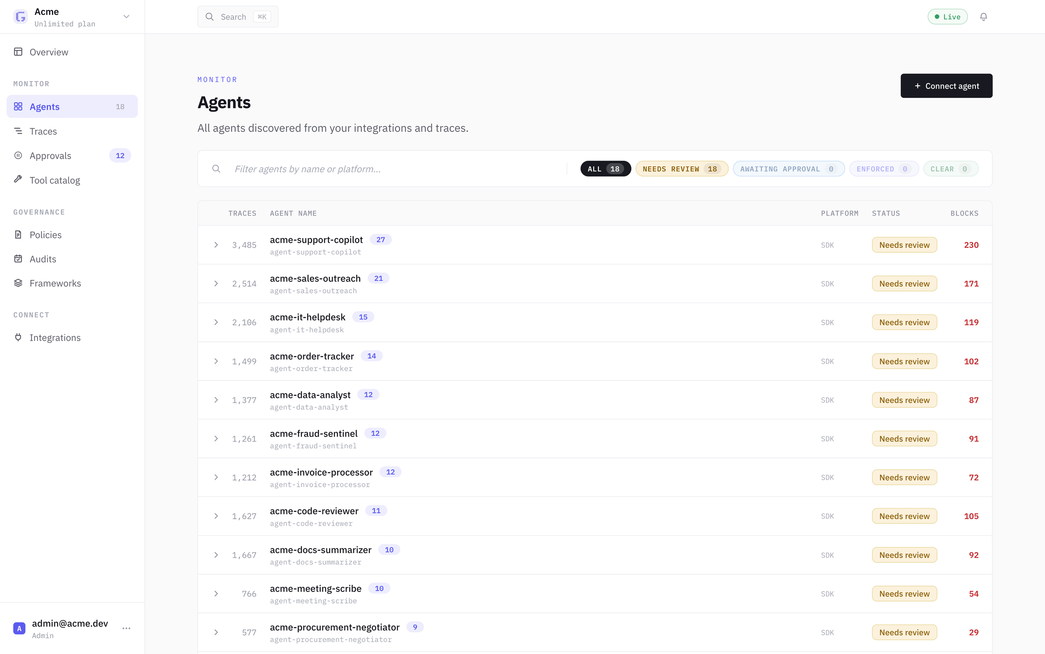 GenTrail agents list